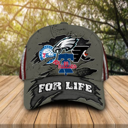 Philadelphia Eagles Flyers 76ers Phillies for life cap 1