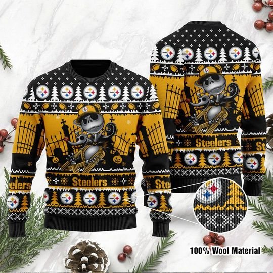 Pittsburgh Steelers Jack Skellington Ugly Sweater