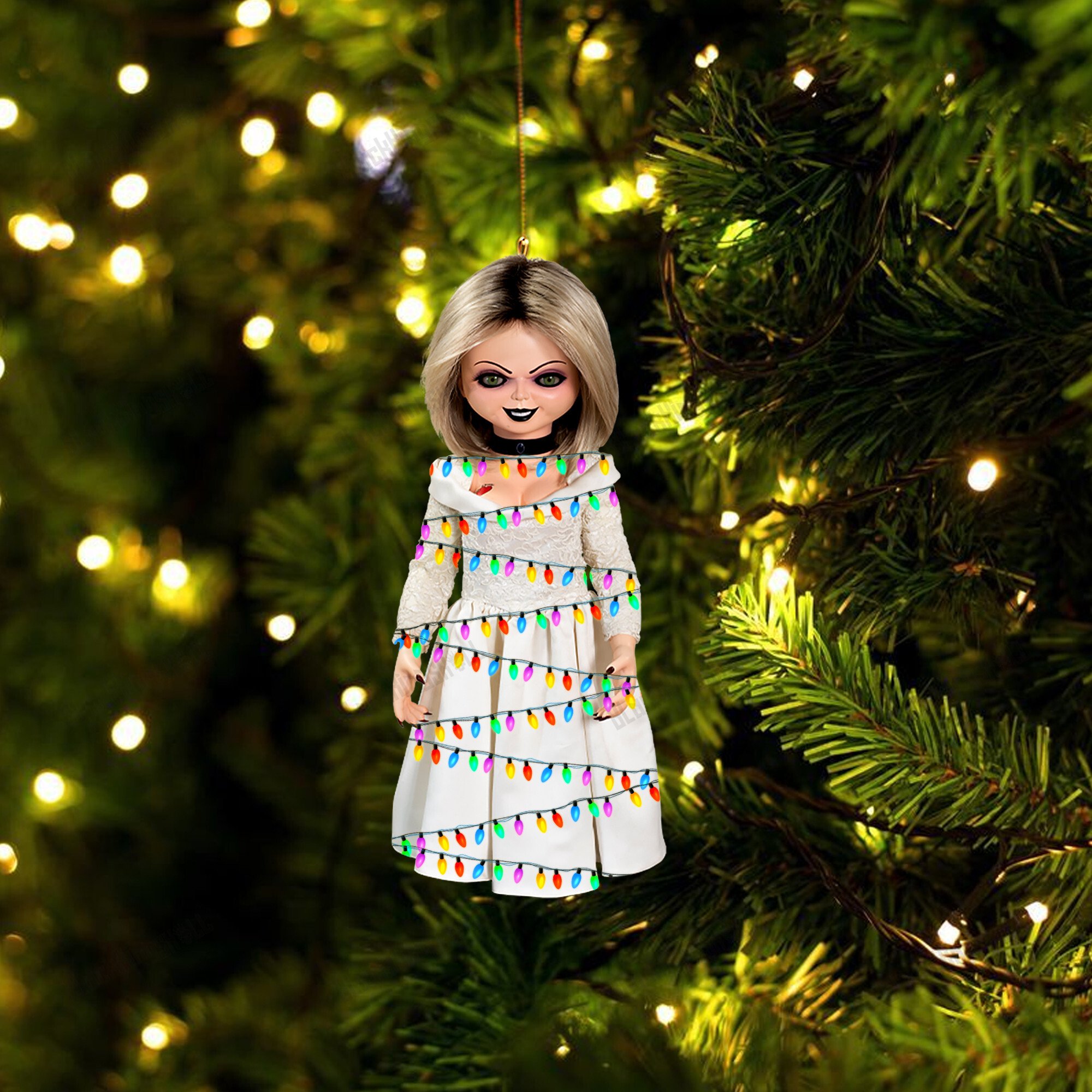 Scary Bride Doll Led Light Christmas hanging ornament word1
