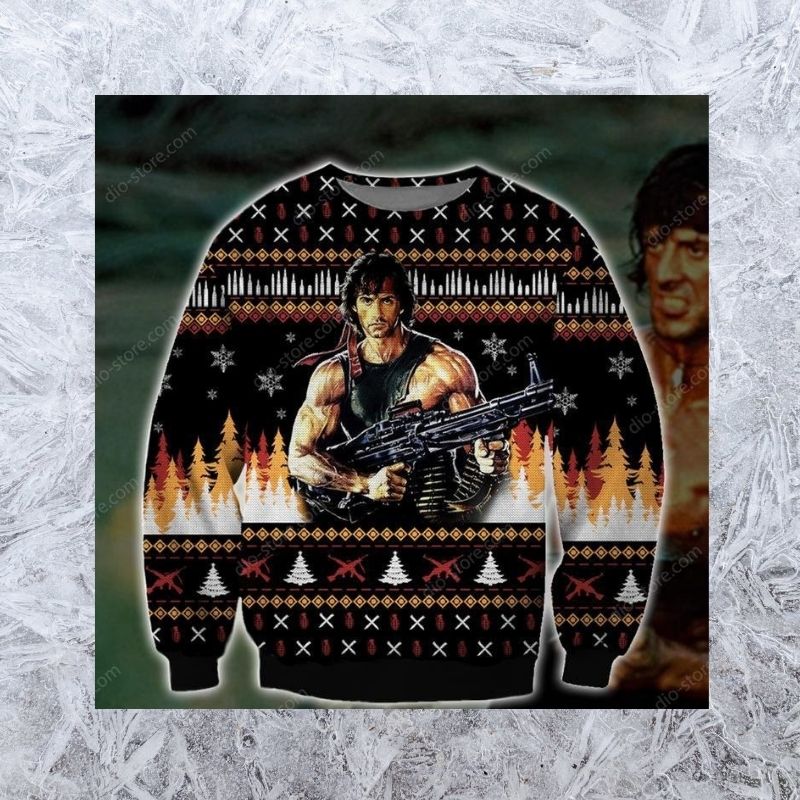 Rambo christmas knitted wool sweater 3 Rambo christmas sweater 2