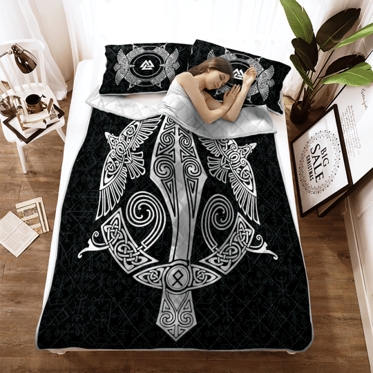 Raven And Spear Of Odin Viking Quilt Bedding Set 5 Raven And Spear Of Odin Viking Quilt Bedding Set2