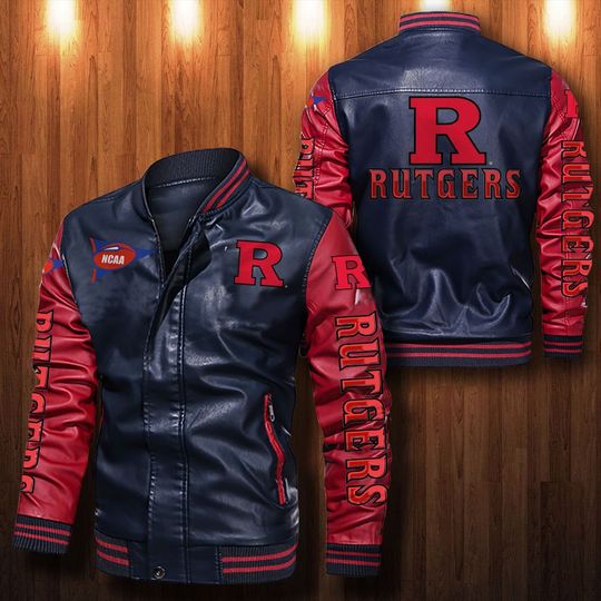 Rutgers Scarlet Knights Leather bomber Jacket 1