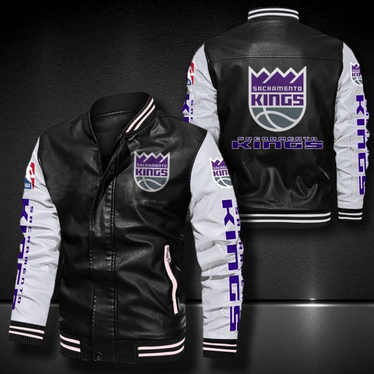 Sacramento Kings bomber leather jacket 1