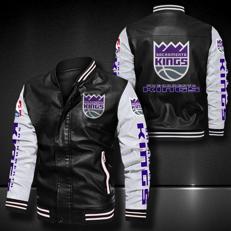 Sacramento Kings bomber leather jacket 1