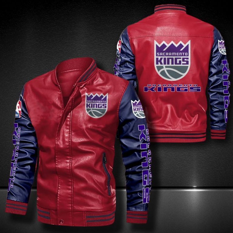 Sacramento Kings bomber leather jacket 3