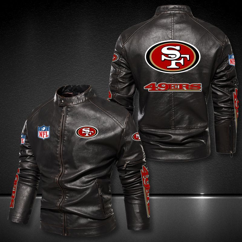 San Francisco 49ers NFL 3D motor leather jacket 4 San Francisco 49ers NFL 3D motor leather jacket 1
