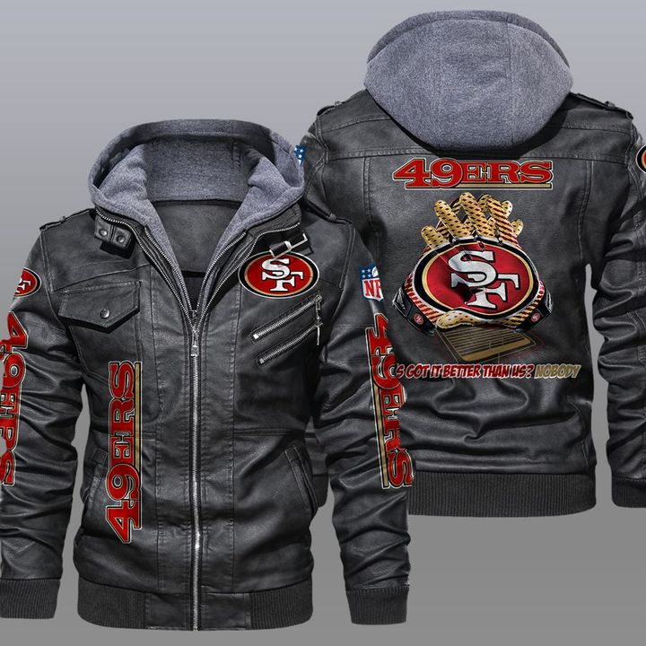 San Francisco 49ers Whos Got It Better Than Us NOBODY leather jacket