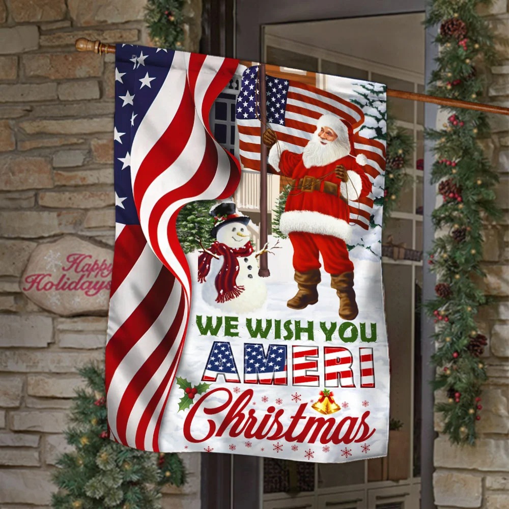 Santa Claus We Wish You Ameri Christmas American flag 1