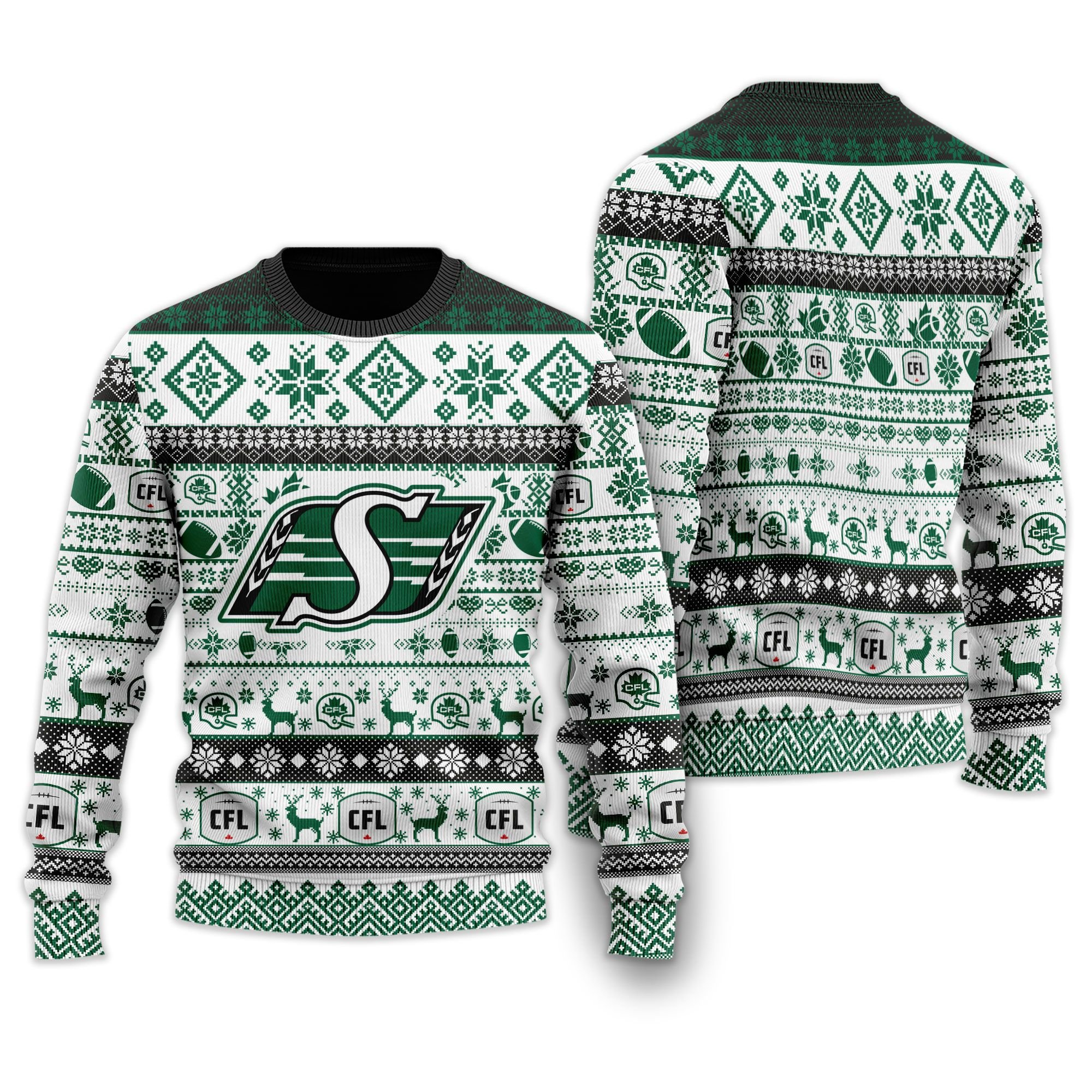 Saskatchewan Roughriders CFL Ugly Christmas sweater 1 Saskatchewan Roughriders CFL Ugly Christmas sweater word2