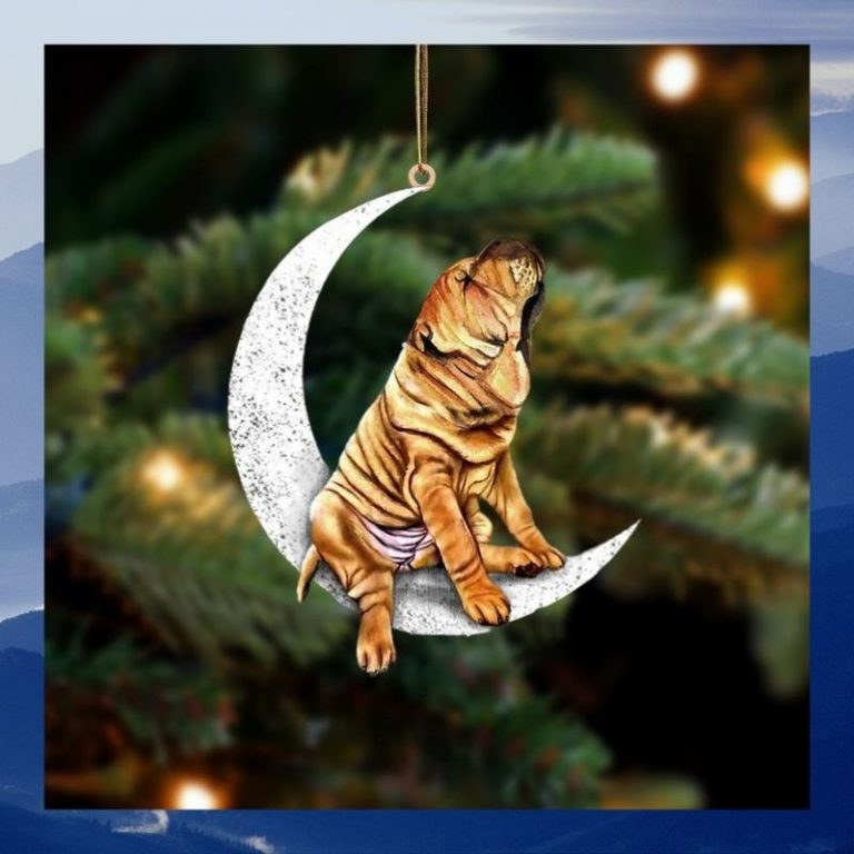 Shar Pei sit on the moon ornament 2