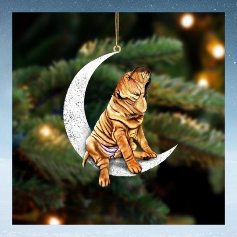 Shar Pei sit on the moon ornament 3