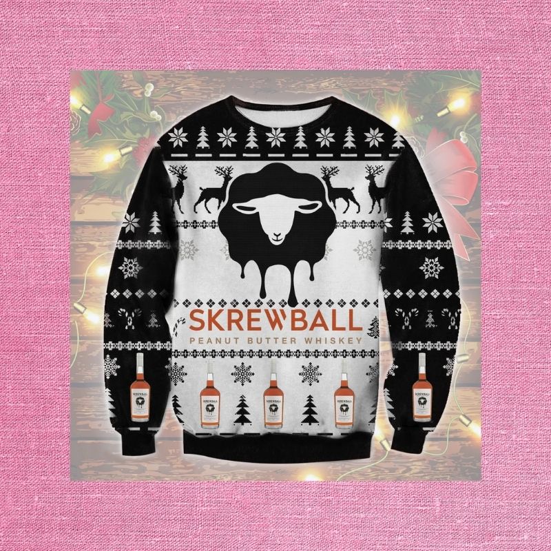 Skrewball Peanut Butter Whiskey Christmas knitted wool sweater 3 Skrewball Peanut Butter Whiskey Christmas knitted wool sweater word1