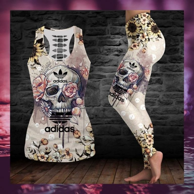 Skull flowers hollow tank top leggings 2