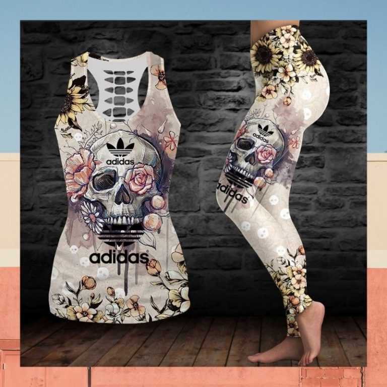 Skull flowers hollow tank top leggings 3