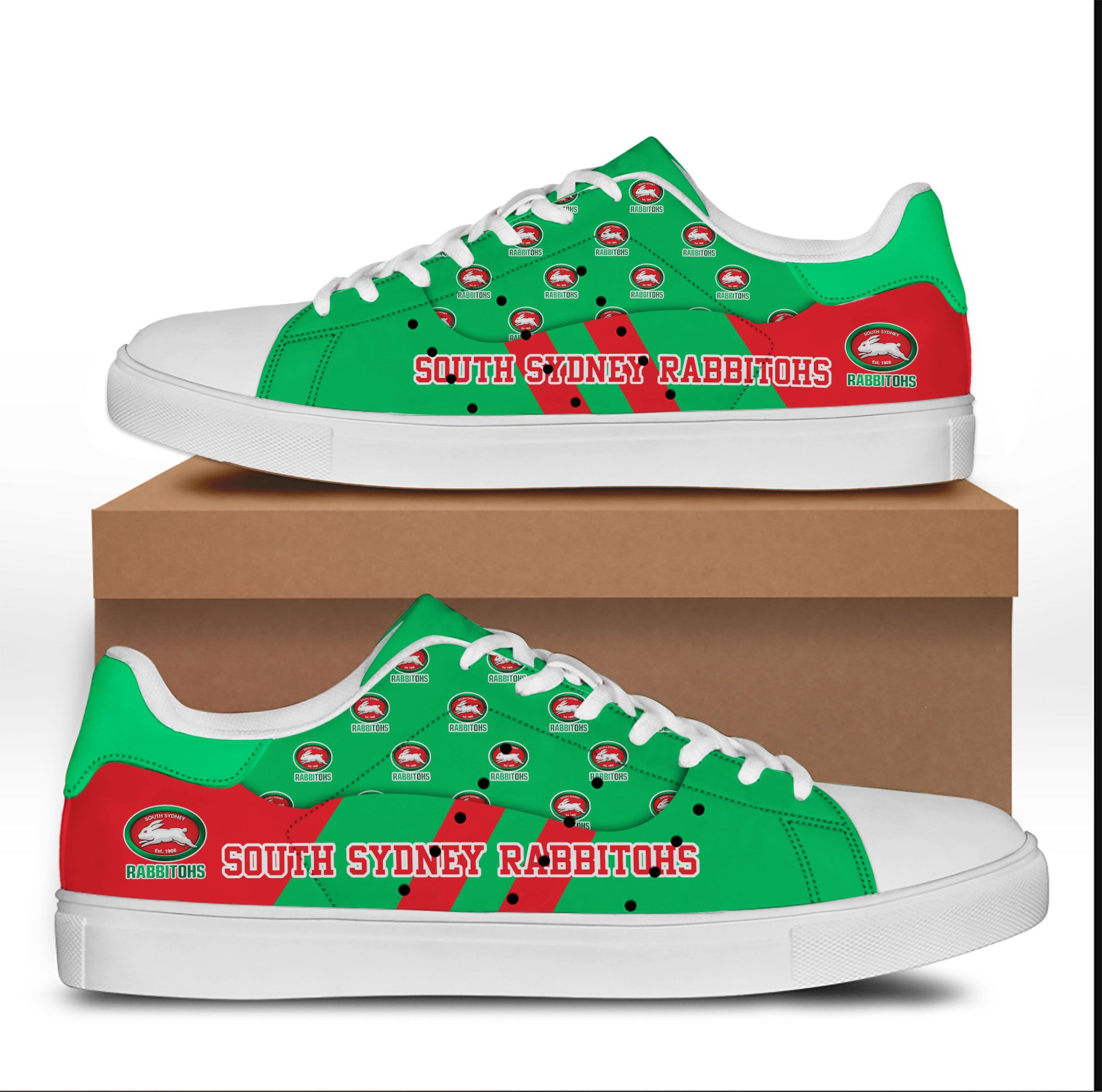 South Sydney Rabbitohs NRL Green Stan smith low top shoes word2