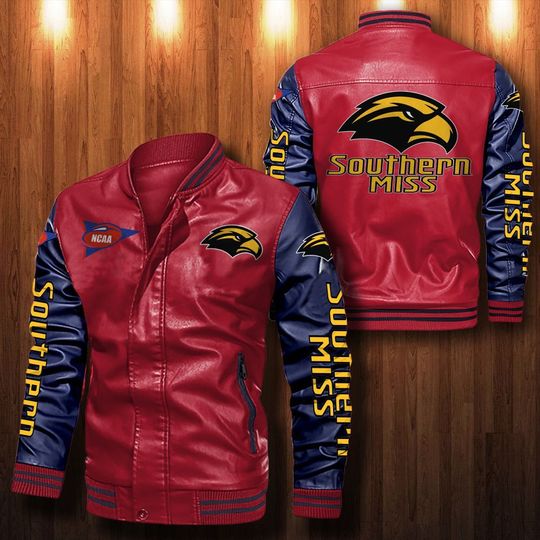 Southern Miss Golden Eagles Leather bomber Jacket 1