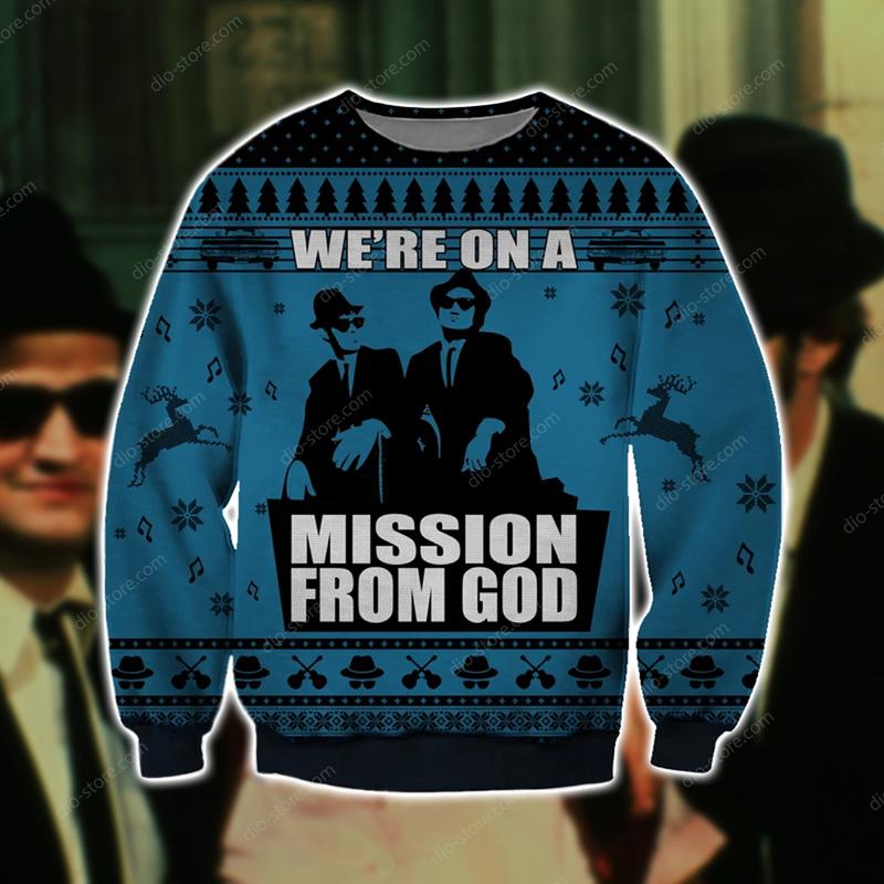The Blues Brothers Were on a mission from God christmas sweater 1