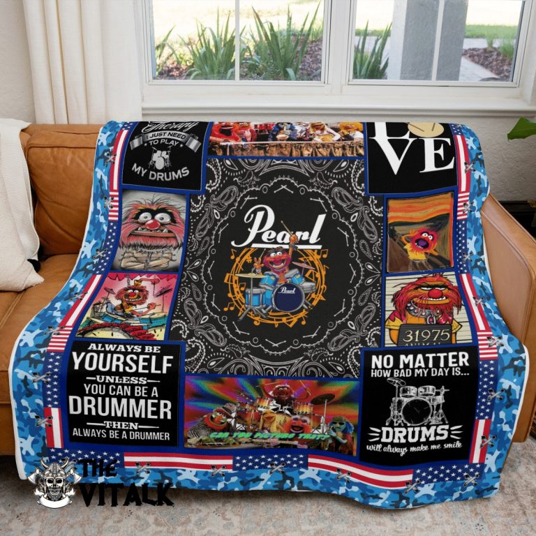 The Muppet Animals Pearl Drums American Flag Fleece Blanket 2 The Muppet Animals Pearl drums American flag fleece blanket 2