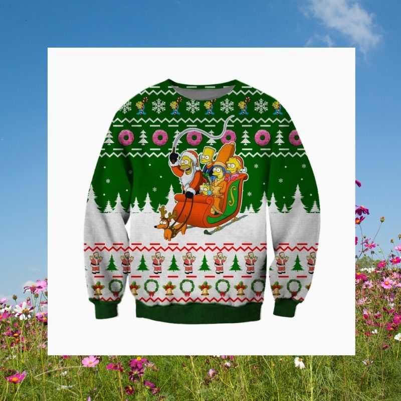 The Simpsons sleigh christmas knitted wool sweater 3 The Simpsons sleigh christmas sweater 2