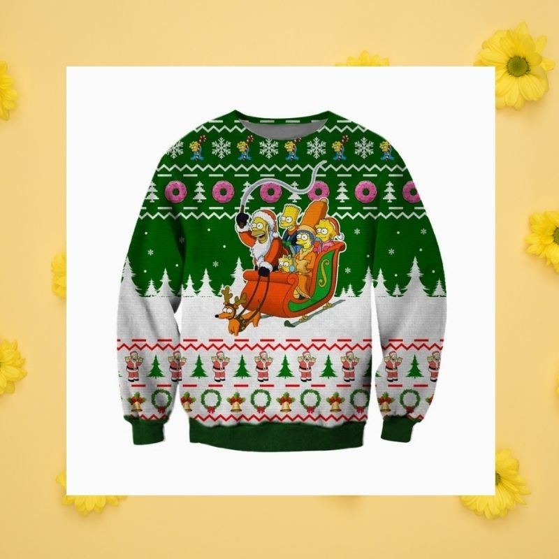 The Simpsons sleigh christmas knitted wool sweater 2 The Simpsons sleigh christmas sweater 3