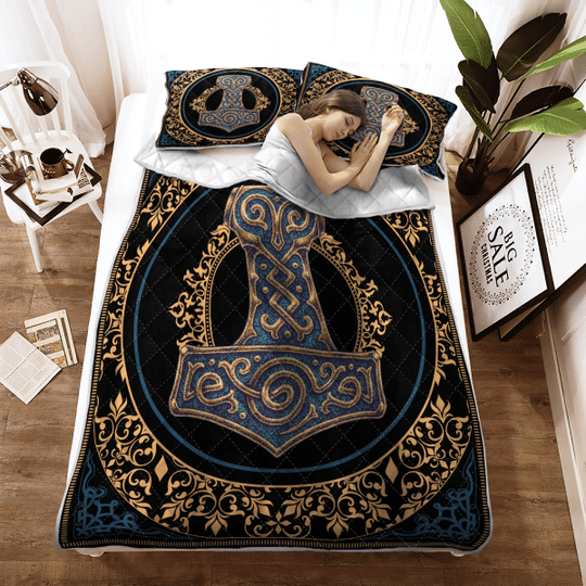 Thor Hammer Mjolnir Viking Hammer Viking Quilt Bedding Set 5 Thor Hammer Mjolnir Viking Hammer Viking Quilt Bedding Set2
