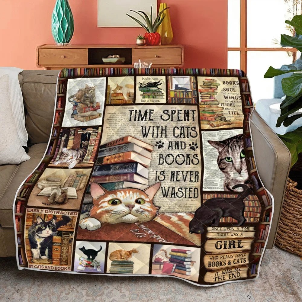 Time spent with Cats And Books is never waste Quilt 2