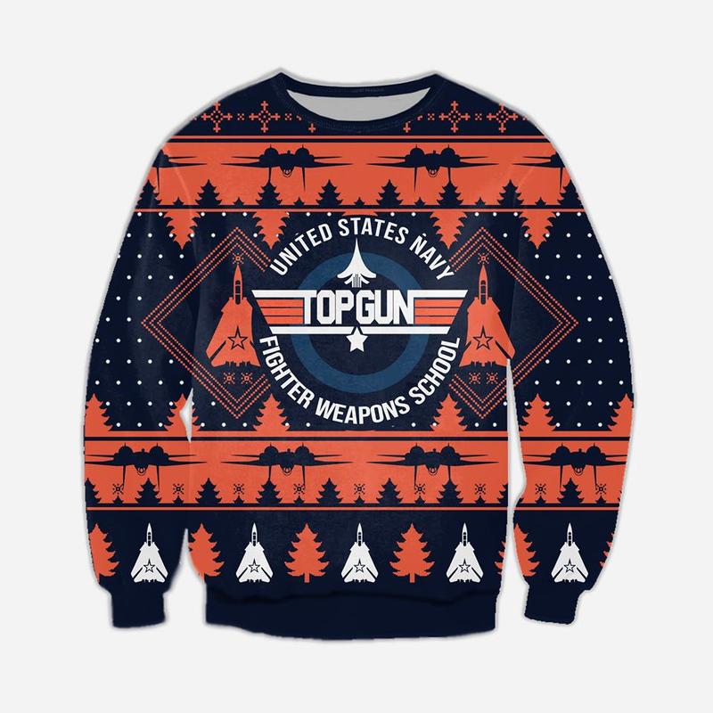 United States Navy Fighter Weapons School Christmas knitted wool sweater 3 United States Navy Fighter Weapons School Christmas Sweater 1