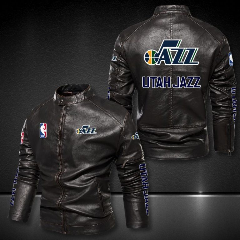 Utah Jazz MBA 3D motor leather jacket 1