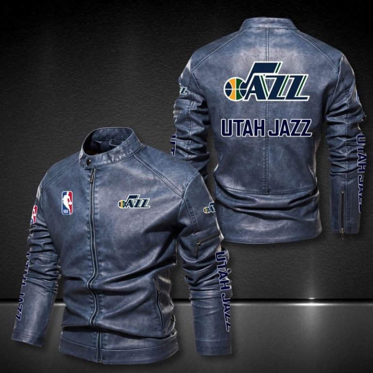 Utah Jazz MBA 3D motor leather jacket 2