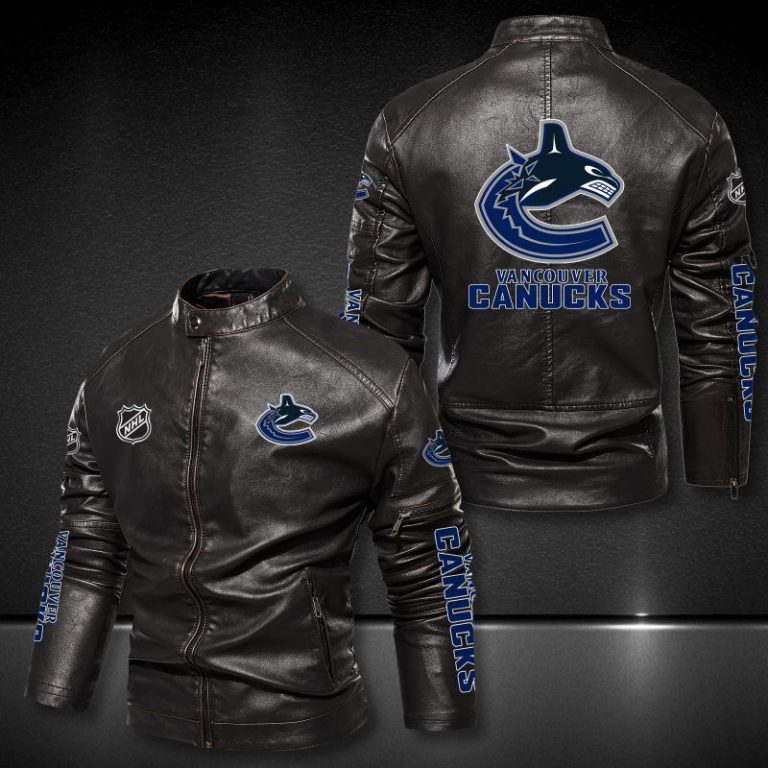 Vancouver Canucks NHL 3D Motor Leather Jacket 1 Vancouver Canucks NHL 3D motor leather jacket 1