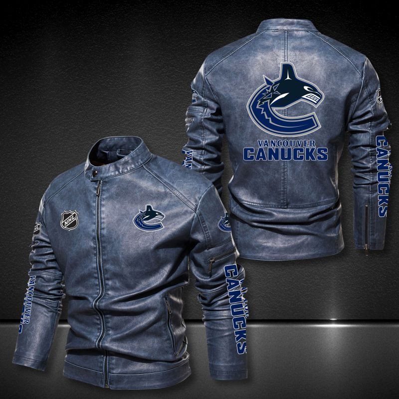 Vancouver Canucks NHL 3D motor leather jacket 2