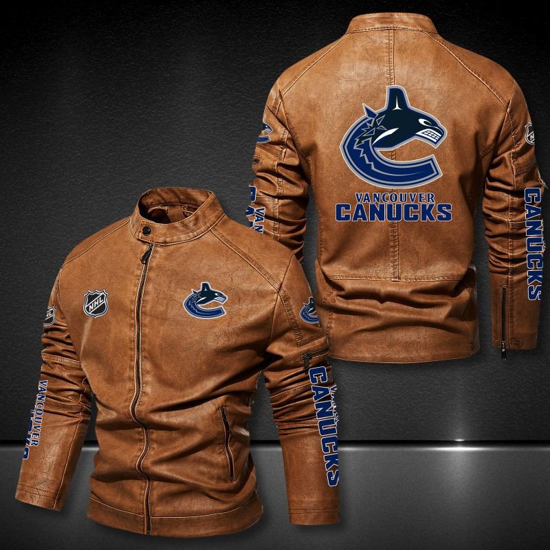 Vancouver Canucks NHL 3D motor leather jacket 2 Vancouver Canucks NHL 3D motor leather jacket 3