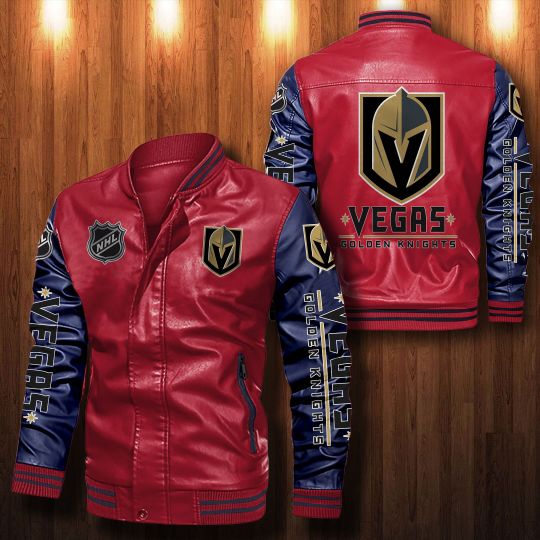 Vegas Golden Knights Leather bomber Jacket 2