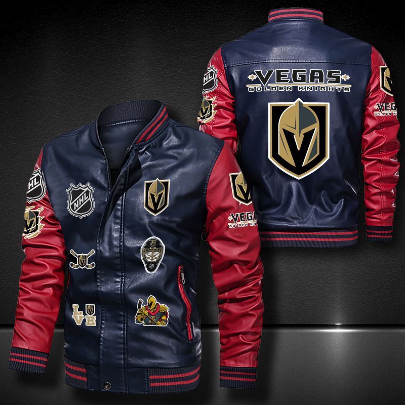 Vegas Golden Knights bomber leather jacket 2