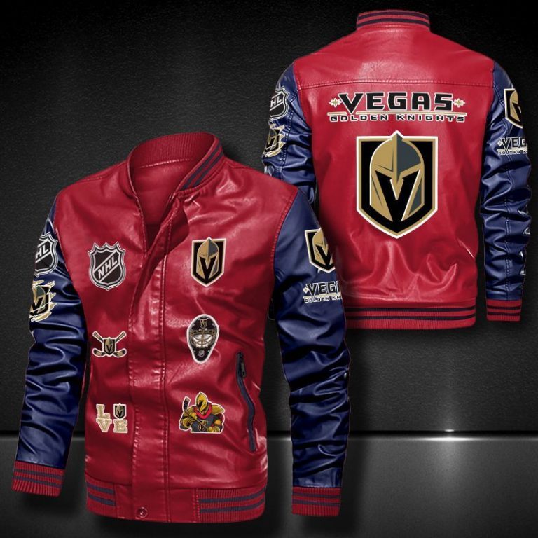 Vegas Golden Knights bomber leather jacket 3