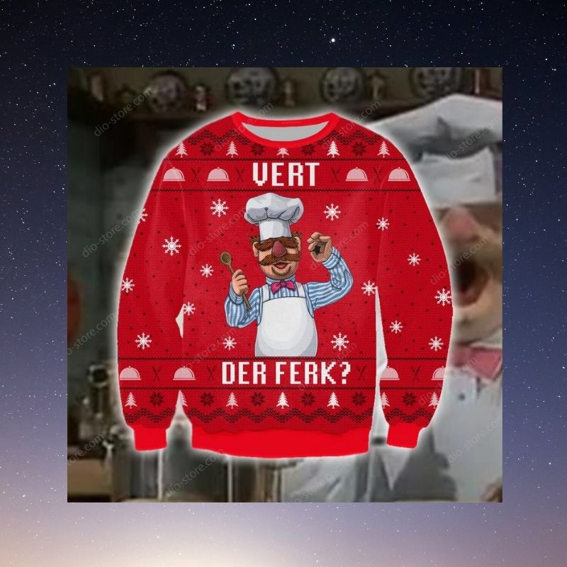 Vert Der Ferk christmas knitted wool sweater 2 Vert Der Ferk christmas sweater 3