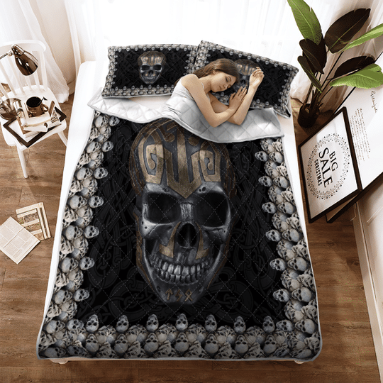 Viking Skull Halloween Skull Viking Quilt Bedding Set 5 Viking Skull Halloween Skull Viking Quilt Bedding Set2