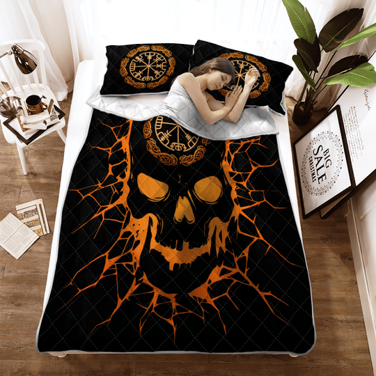 Viking Vegvisir Skull Viking Quilt Bedding Set 5 Viking Vegvisir Skull Viking Quilt Bedding Set2