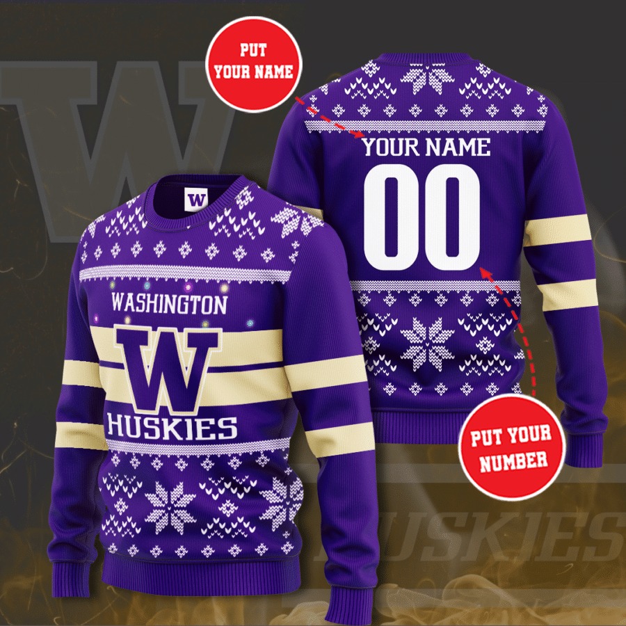 Washington Huskies Personalized Custom Christmas Sweater