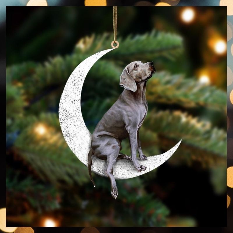 Weimaraner Sit On The Moon hanging ornament 2 Weimaraner Sit On The Moon hanging ornament 2