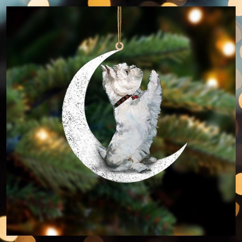 Westie Sit On The Moon hanging ornament 2 Westie Sit On The Moon hanging ornament 2