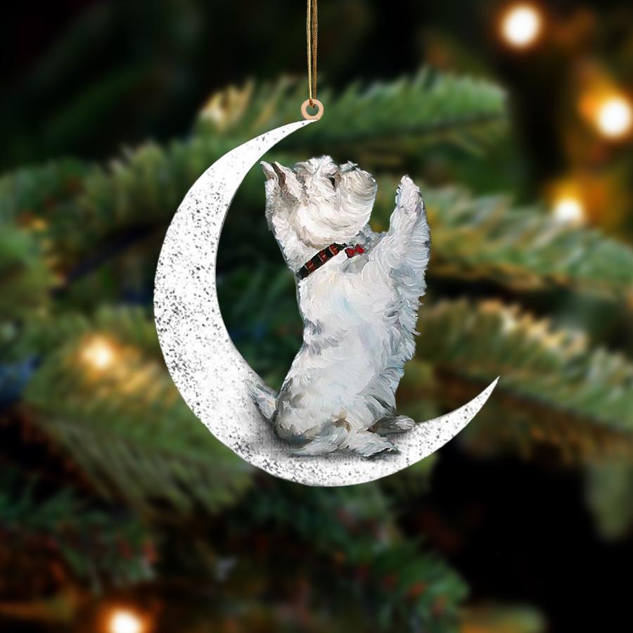 Westie Sit On The Moon hanging ornament 4 Westie Sit On The Moon hanging ornament