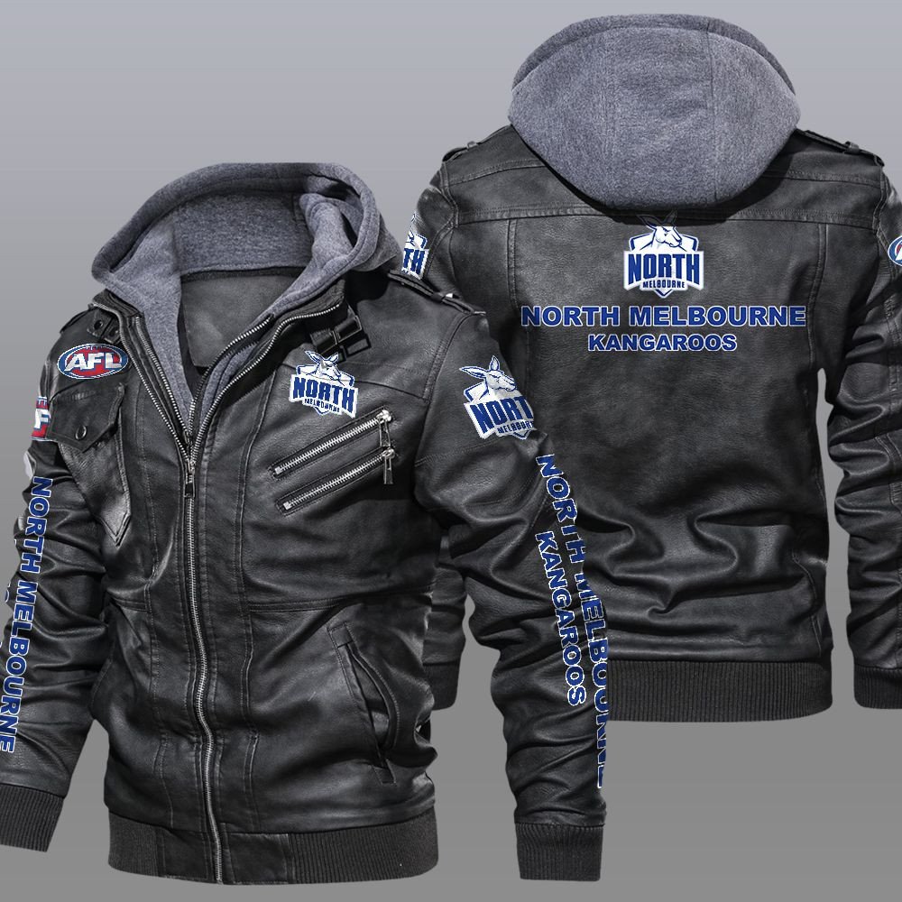 HOT North Melbourne Kangaroos AFL leather jacket word3
