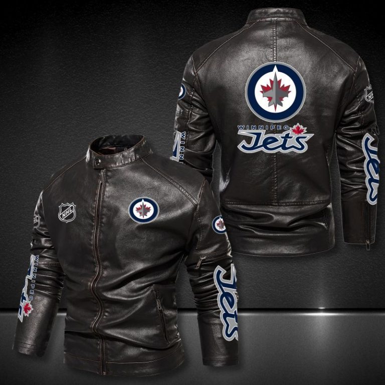 Winnipeg Jets NHL 3D motor leather jacket 1