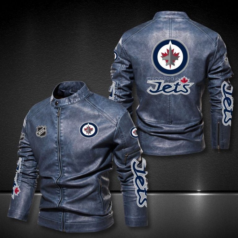 Winnipeg Jets NHL 3D motor leather jacket 2