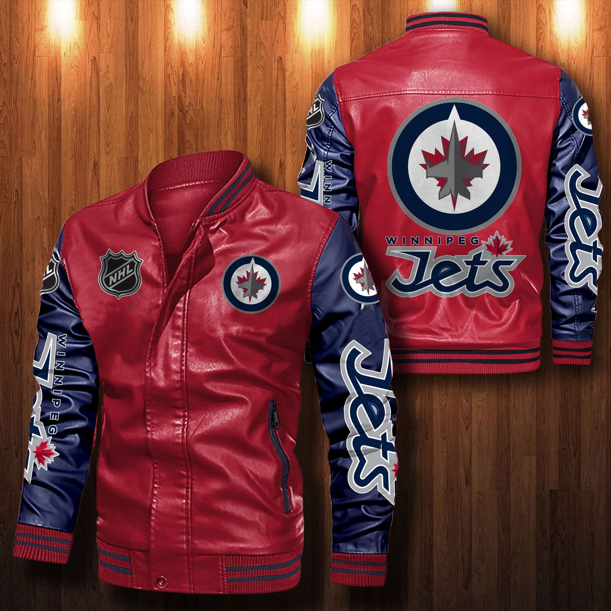 Winnipeg Jets bomber leather jacket 3