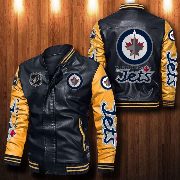 Winnipeg Jets bomber leather jacket 4