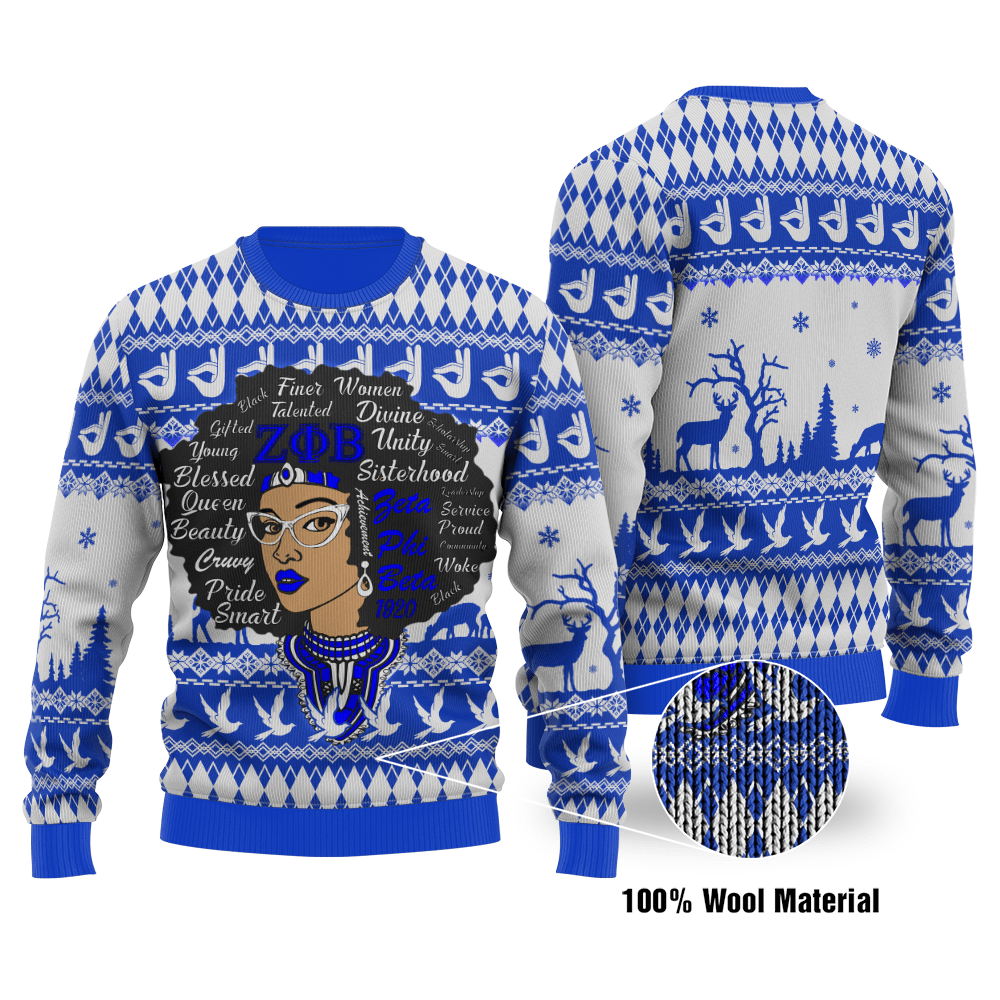 Phi Beta Sigma Beauty Smart Woman ugly Christmas Sweater word3