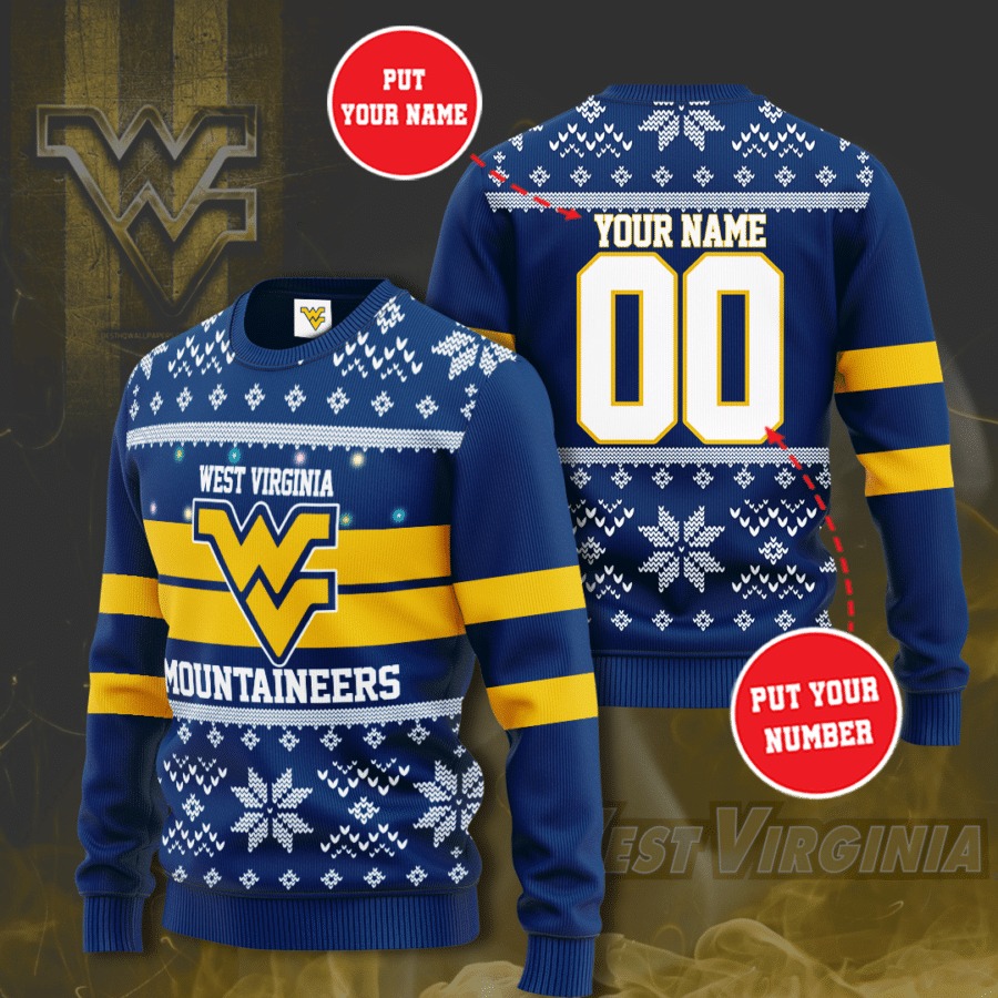 West Viginia Mountaineers Personalized Custom Christmas Sweater2