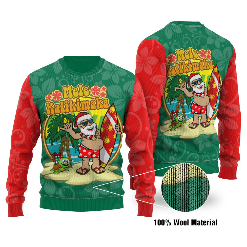 Polynesian Hawaii Mele Kalikimaka Santa Claus ugly Christmas Sweater 22 Polynesian Hawaii Mele Kalikimaka Santa Claus ugly Christmas Sweater word3